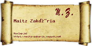 Maitz Zakária névjegykártya